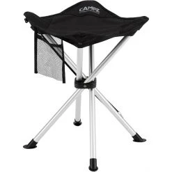 CAMPZ Aluminium 4 Legs Folding Stool - Lightweight, Durable & Portable (Black/Grey)