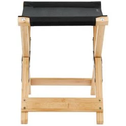 CAMPZ Folding Stool Bamboo Black/Brown - Lightweight & Portable for Camping, Hiking & Outdoor Adventures -Camp Chairs Sales Store campz lounger folding chair with detachable footrest black 3 1